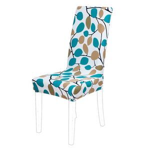 Spandex Stretch Dining Chair Cover Foliage Print Washable Dining Chair Protector
